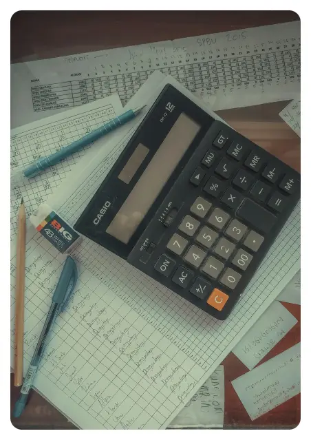 Calculator and bookkeeping records